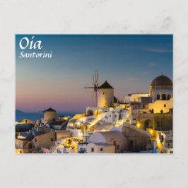 Postal Santorini - El paisaje urbano de Oia al atardecer 
