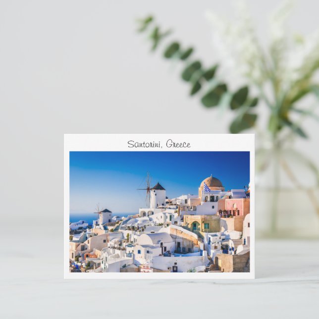 Postal Santorini en Grecia (Anverso de pie)