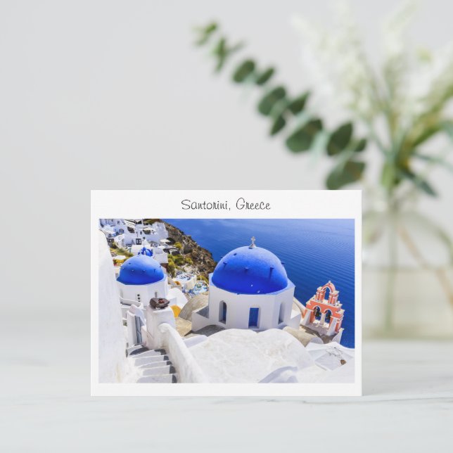 Postal Santorini en Grecia (Anverso de pie)