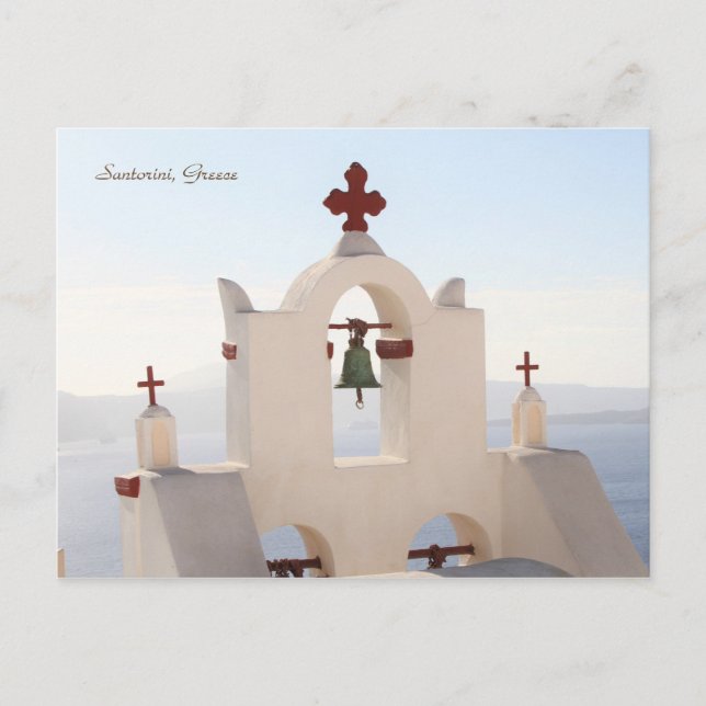 Postal Santorini, Grecia, aldea de Oia, fotografía (Anverso)