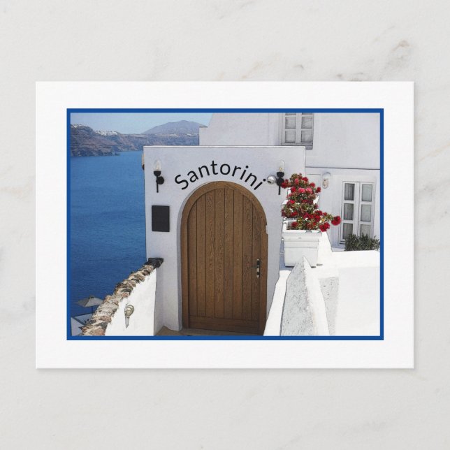 POSTAL SANTORINI, GRECIA/ ARQUITECTURA TÍPICA BLANCA/MAR (Anverso)