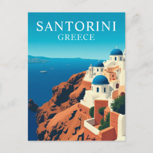Postal Santorini, Grecia Casas Blancas Viaje Vintage