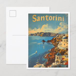 Postal Santorini Grecia Clásica Arte Retro Viaje Vintage