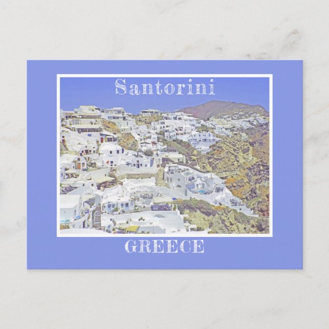 Postal Santorini, Grecia/edificios blancos icónicos (Anverso)