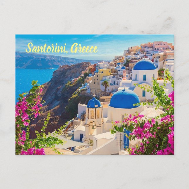 Postal Santorini Grecia estilizada (Anverso)