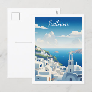 Postal Santorini Grecia Famoso lugar de viaje vintage