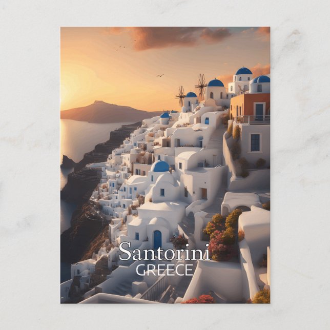 Postal Santorini, Grecia: Inolvidable Paraíso Vacacional (Anverso)