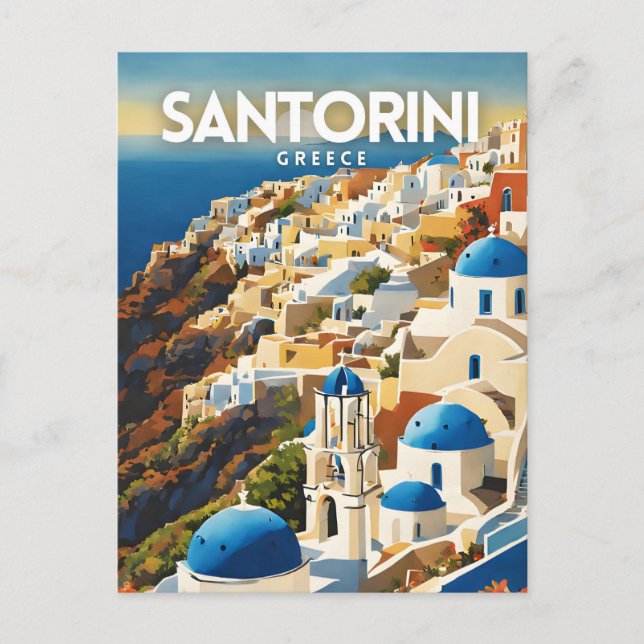 Postal Santorini Grecia Nostalgic Travel Art (Anverso)