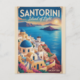 Postal Santorini Grecia Paisaje Urbano Retro Viaje