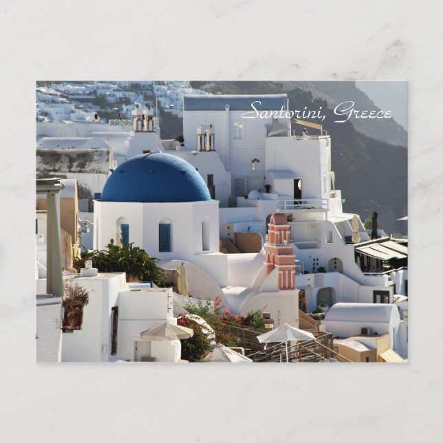 Postal Santorini, Grecia, Pueblo de Oia, Fotografía (Anverso)