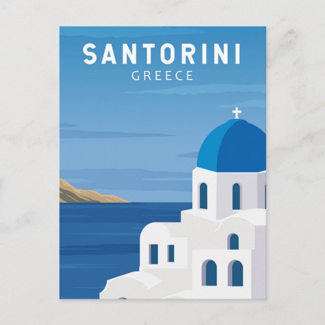 Postal Santorini Grecia Retro Vintage (Anverso)