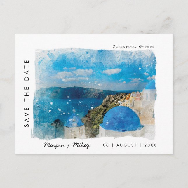 Postal santorini grecia verano salve la fecha (Anverso)
