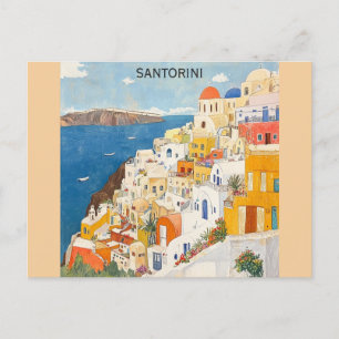 Postal Santorini Grecia Viaje a acuarela griega