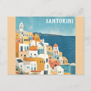 Postal Santorini Grecia Viaje a acuarela griega