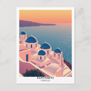 Postal Santorini, Grecia Viaje Retro