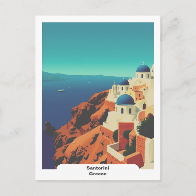 Postal Santorini, Grecia: Viajes de época (Anverso)