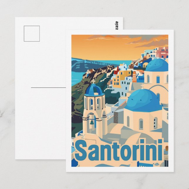 Postal Santorini Grecia Vintage Famous Travel Place (Anverso / Reverso)