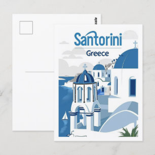 Postal Santorini Grecia Vintage Famous Travel Place