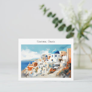 Postal Santorini pintado en Grecia