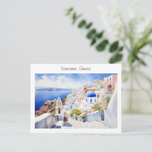 Postal Santorini pintado en Grecia