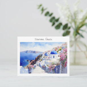 Postal Santorini pintado en Grecia