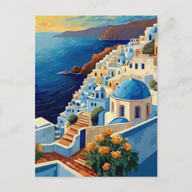 Postal Santorini Sunrise - Grecia - Villa de la Isla Grie (Anverso)