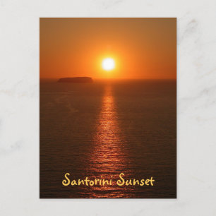 Postal Santorini Sunset con texto - Isla Griega