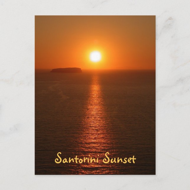 Postal Santorini Sunset con texto - Isla Griega (Anverso)