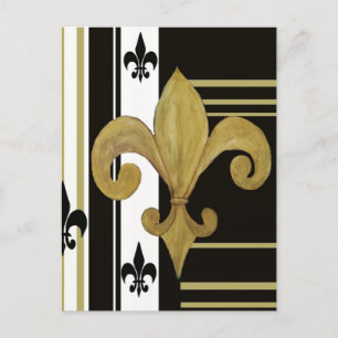 Postal Santos Fleur de lis negro y dorado