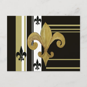 Postal Santos Fleur de lis negro y dorado