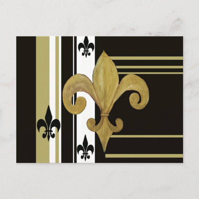 Postal Santos Fleur de lis negro y dorado (Anverso)