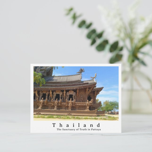 Postal Santuario de la verdad, Pattaya, Tailandia (Anverso de pie)