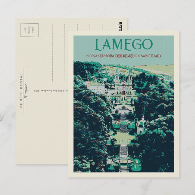 Postal Santuario de Lamego en el Ilustracion de Portugal (Anverso / Reverso)