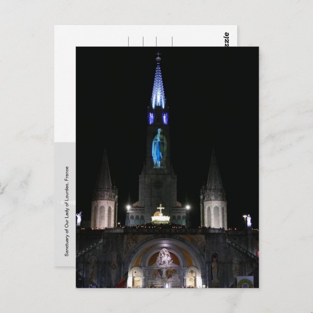 Postal Santuario de Nuestra Señora de Lourdes, Francia - (Anverso / Reverso)
