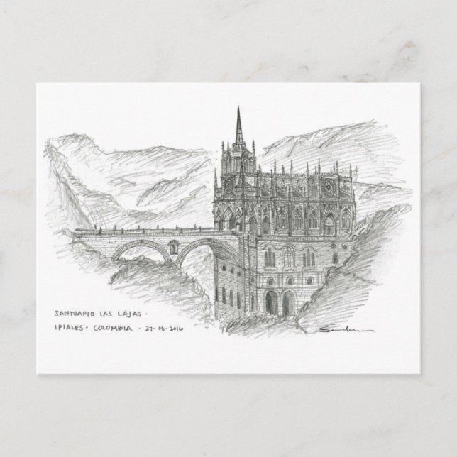 Postal Santuario Las Lajas, Ipiales, Colombia (Anverso)