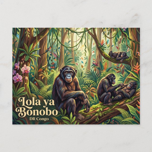 Postal Santuario Lola ya Bonobo (Anverso)