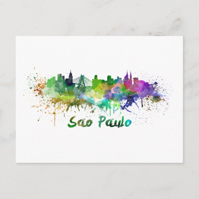 Postal Sao Paulo skyline in watercolor (Anverso)