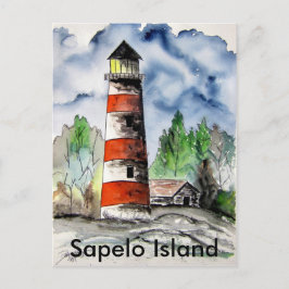 Postal Sapelo Island Lighthouse Georgia Nautical art gift