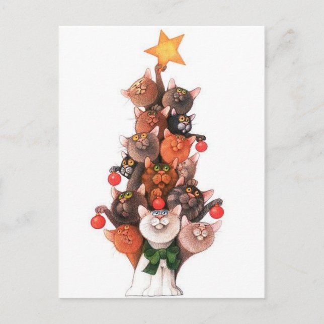 Postal Sapin de Noël en chats (Anverso)