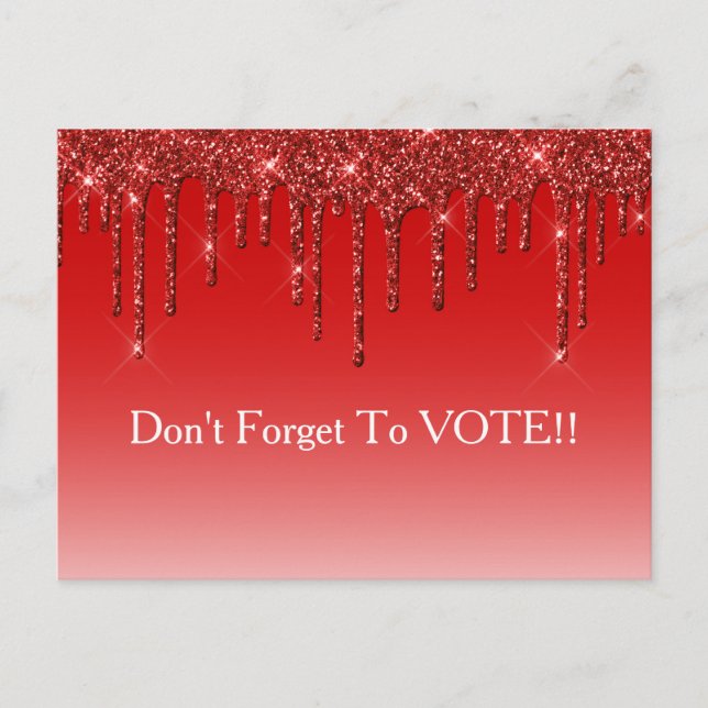 Postal Sapphire Blue Glitter Drip Vote Reminder (Anverso)