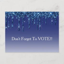 Postal Sapphire Blue Glitter Drip Vote Reminder
