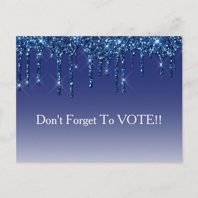 Postal Sapphire Blue Glitter Drip Vote Reminder (Anverso)