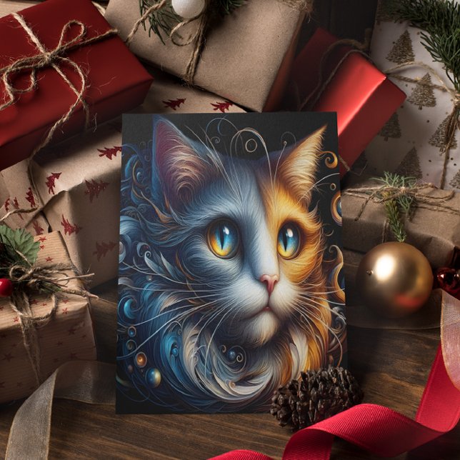 Postal Sapphire Gaze: Un gato con ojos azules (Subido por el creador)