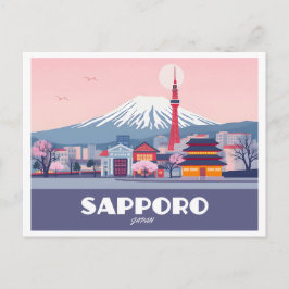 Postal Sapporo Japón Hokkaido Cityscape Pastel Viaje