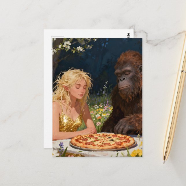 Postal Saquatch and Fairy Pizza Party (Anverso/Reverso In Situ)