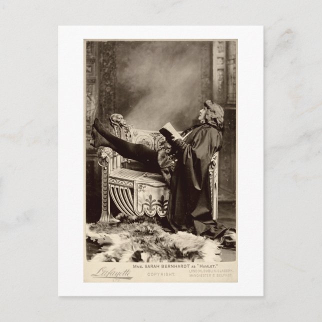 Postal Sarah Bernhardt (1844-1923) as Hamlet in the 1899 (Anverso)