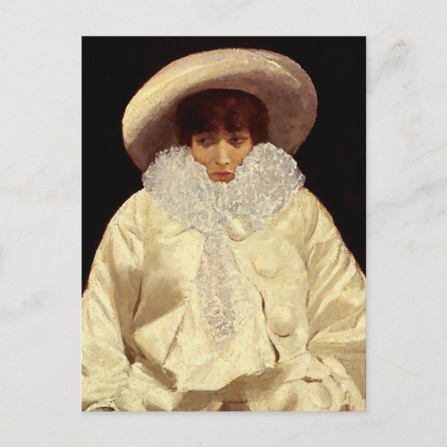 Postal "Sarah Bernhardt as Pierrot" por Giuseppe De Nitti (Anverso)