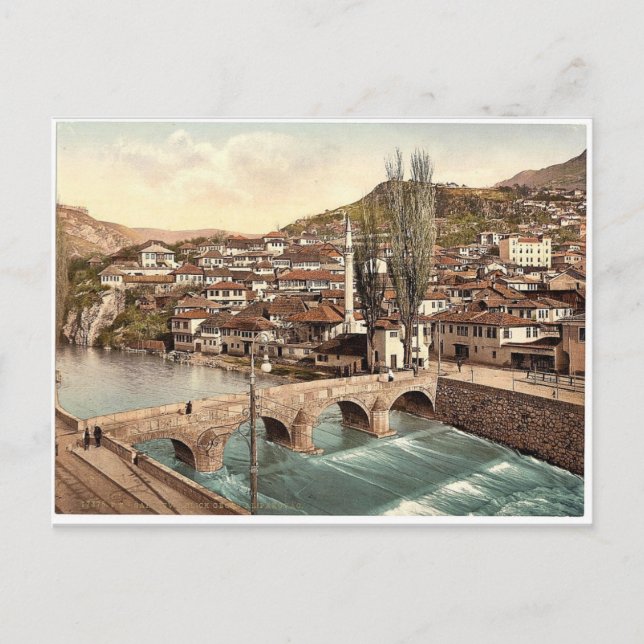 Postal Sarajcvo (es decir, Sarajevo), mirando hacia Alifa (Anverso)