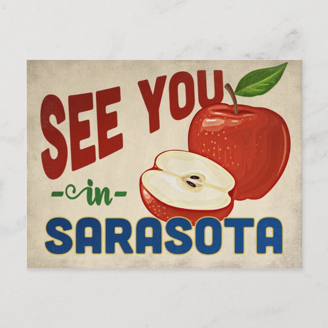 Postal Sarasota Florida Apple - Viajes de época (Anverso)