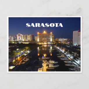 Postal Sarasota Florida en barcos nocturnos en Marina
